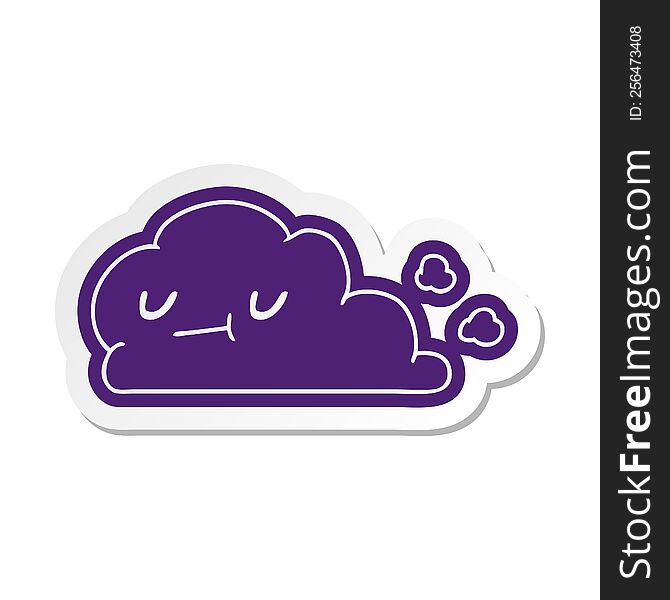 Cartoon Sticker Of Kawaii Happy Cloud