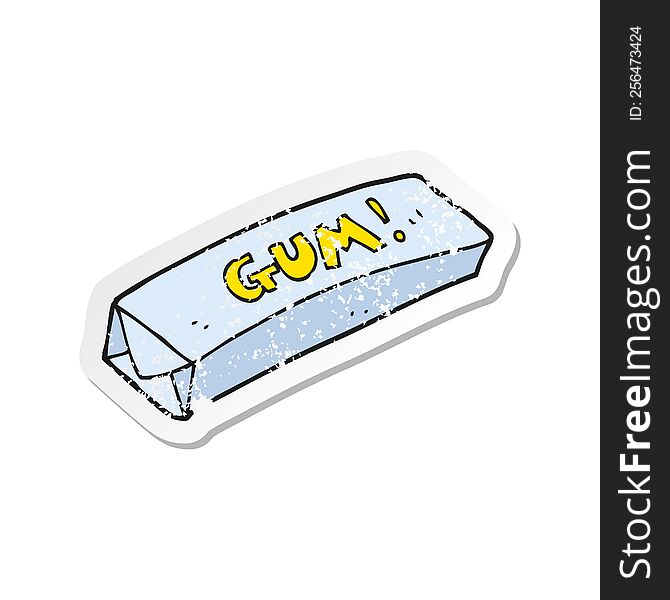 Retro Distressed Sticker Of A Cartoon Chewing Gum