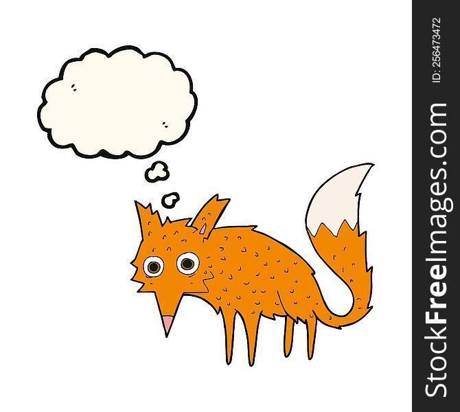 Funny Cartoon Fox With Thought Bubble
