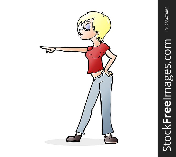 cartoon hip woman pointing