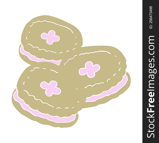 flat color illustration of a cartoon biscuits