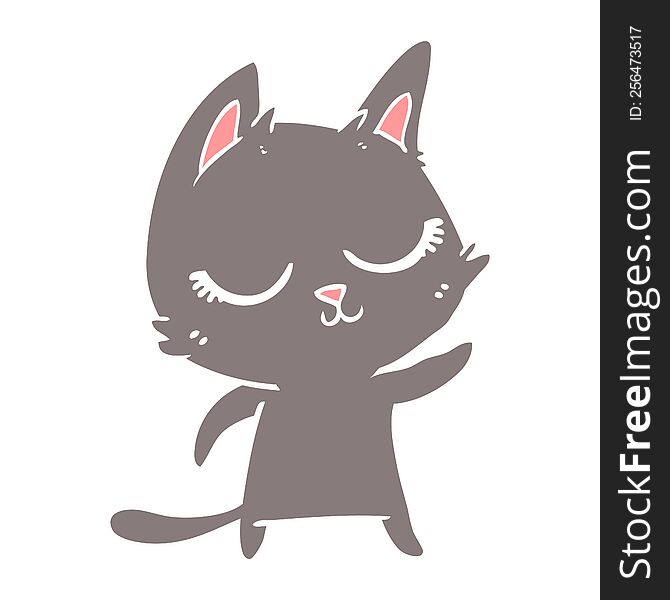 Calm Flat Color Style Cartoon Cat