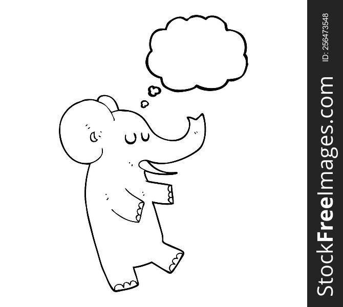 freehand drawn thought bubble cartoon dancing elephant