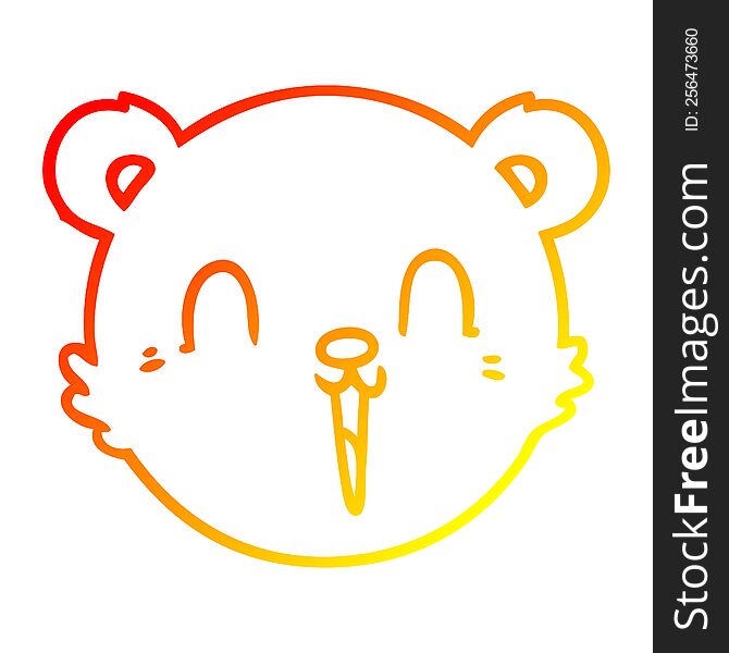 warm gradient line drawing of a cute cartoon teddy bear face