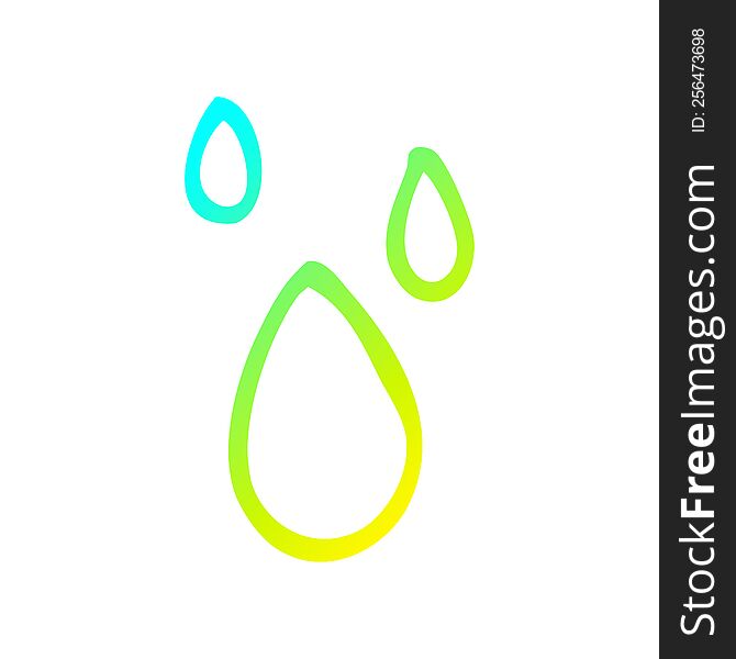 cold gradient line drawing of a cartoon rain drops