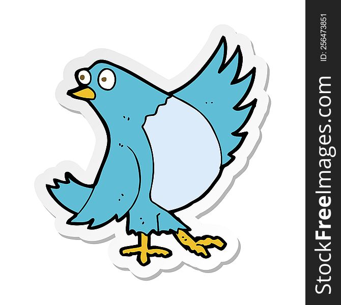 Sticker Of A Cartoon Dancing Bluebird