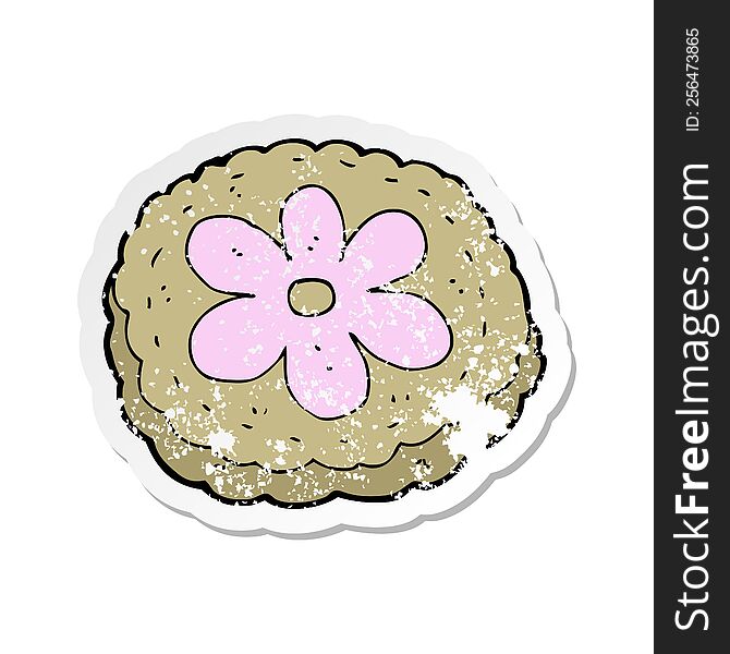 Retro Distressed Sticker Of A Cartoon Baked Biscuit