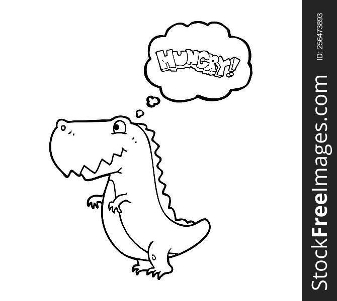 Thought Bubble Cartoon Hungry Dinosaur