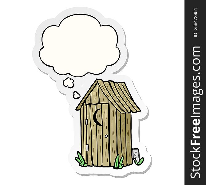 Cartoon Outdoor Toilet And Thought Bubble As A Printed Sticker