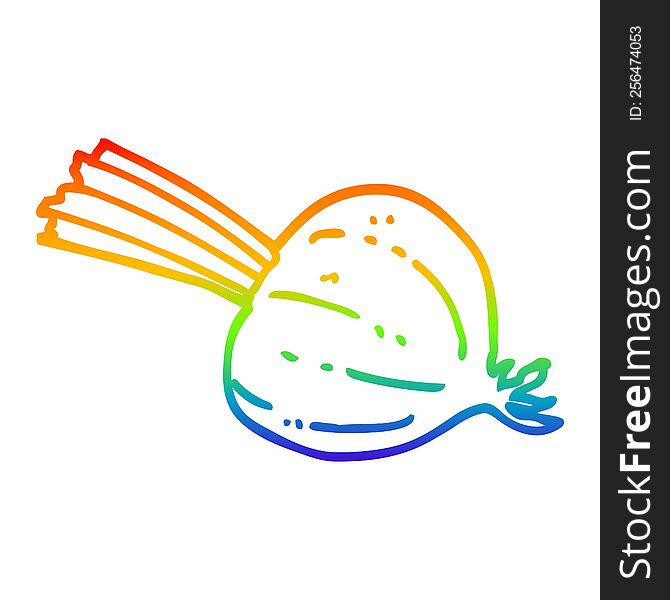 rainbow gradient line drawing of a cartoon fresh beet