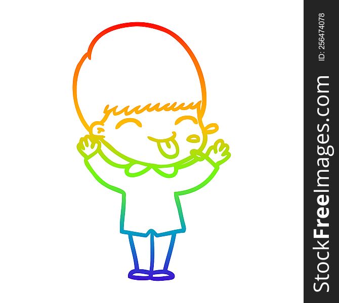 Rainbow Gradient Line Drawing Cartoon Funny Boy