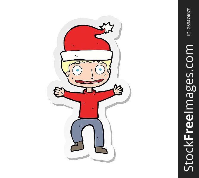 sticker of a cartoon man ready for christmas