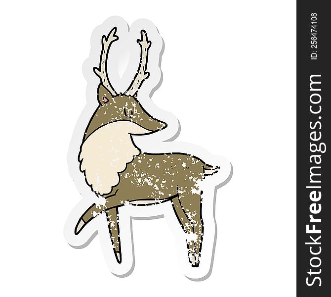 distressed sticker of a cartoon stag