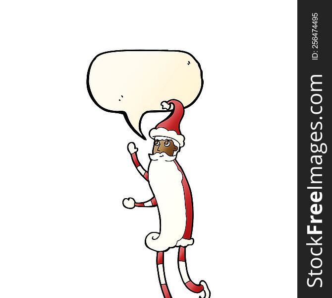 Cartoon Skinny Santa With Speech Bubble