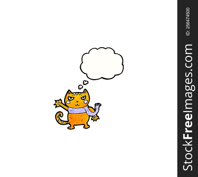 cat with thought cloud cartoon