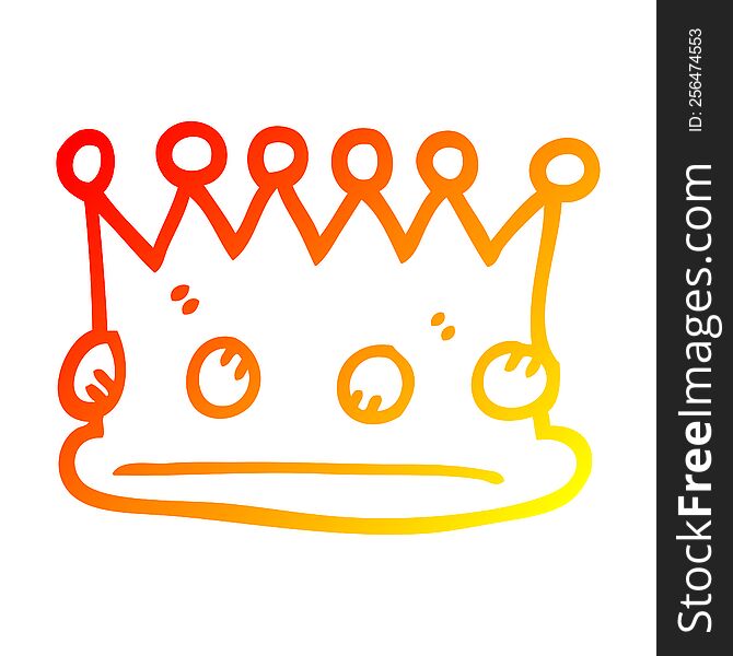 Warm Gradient Line Drawing Cartoon Royal Crown