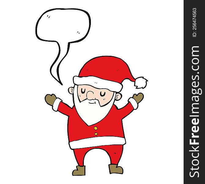 Cartoon Dancing Santa With Speech Bubble