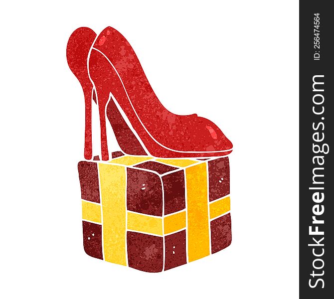 freehand retro cartoon high heel shoes gift