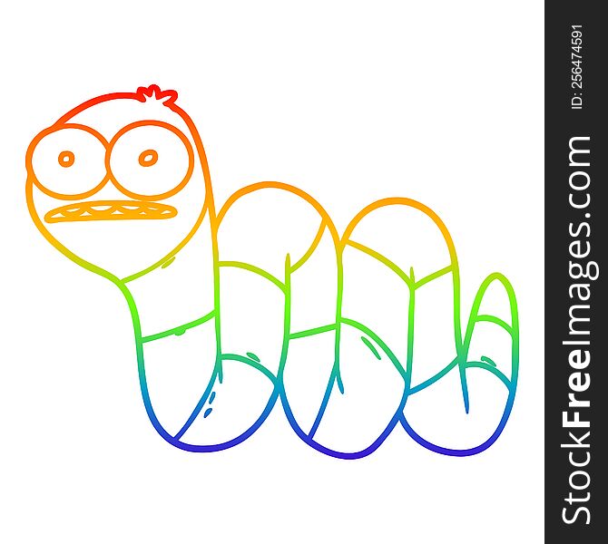 Rainbow Gradient Line Drawing Cartoon Nervous Worm