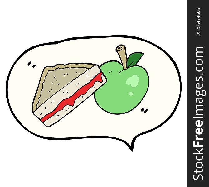 freehand drawn speech bubble cartoon packed lunch