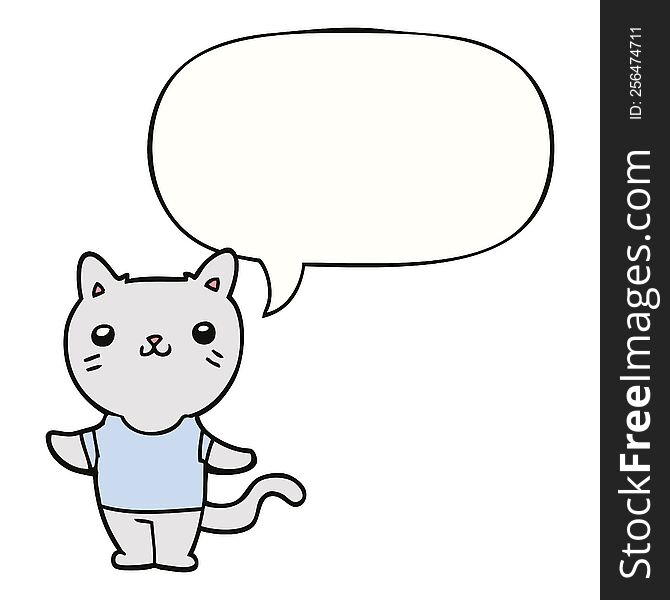 Cartoon Cat And Speech Bubble