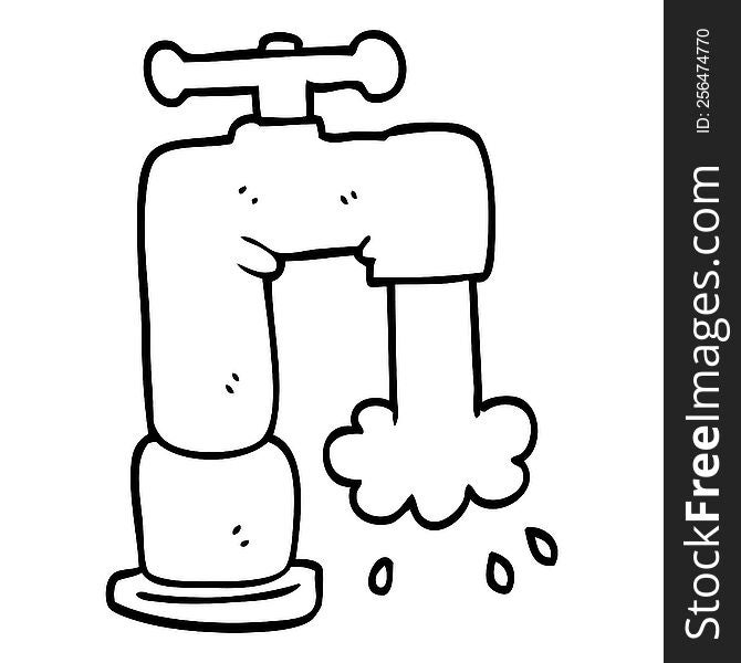 line drawing cartoon running faucet