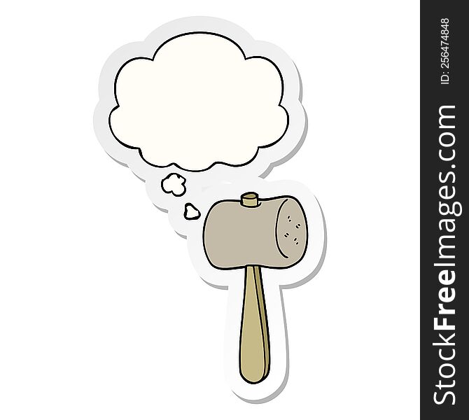 cartoon mallet with thought bubble as a printed sticker
