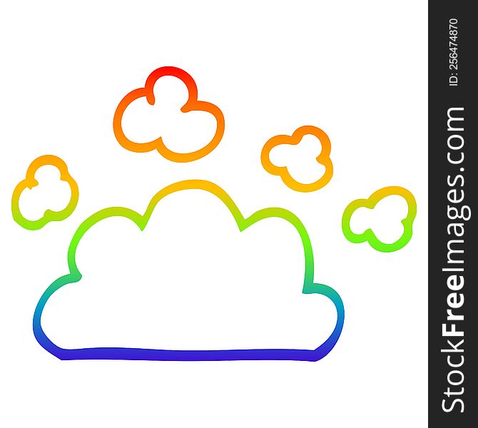 Rainbow Gradient Line Drawing Cartoon Weather Cloud