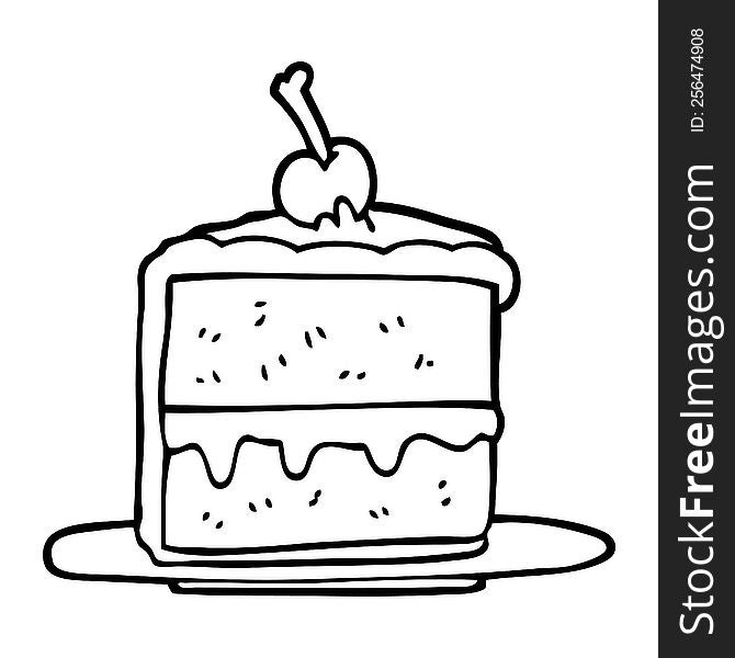 Line Drawing Cartoon Cake Slice