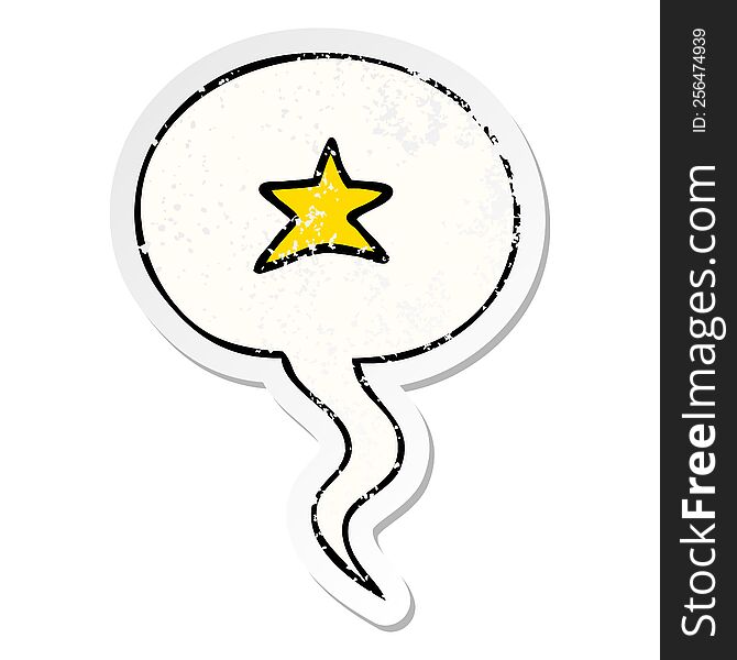 Cartoon Star Symbol And Speech Bubble Distressed Sticker
