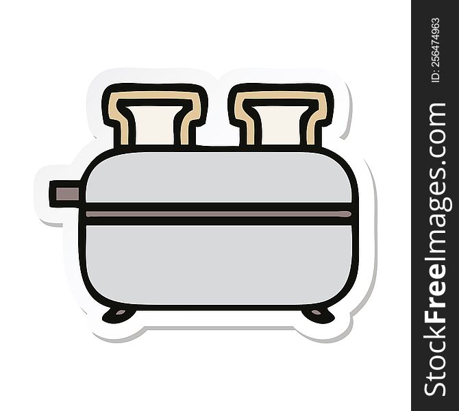 Sticker Of A Cute Cartoon Double Toaster