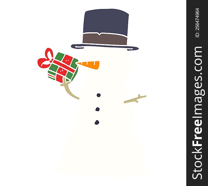 Flat Color Style Cartoon Snowman