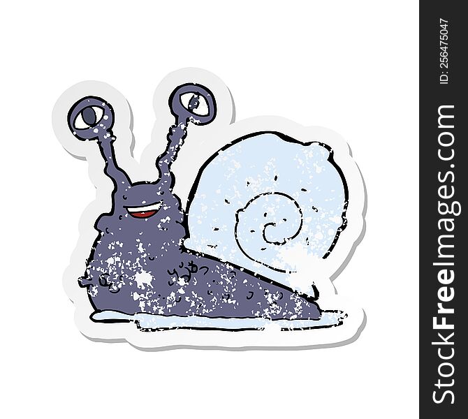 Retro Distressed Sticker Of A Cartoon Snail