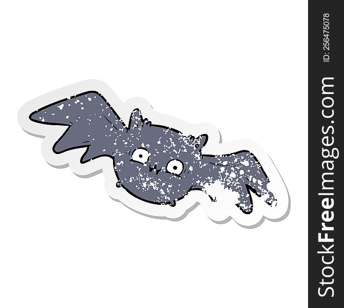 distressed sticker of a cartoon halloween bat
