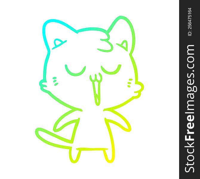 cold gradient line drawing cartoon cat singing