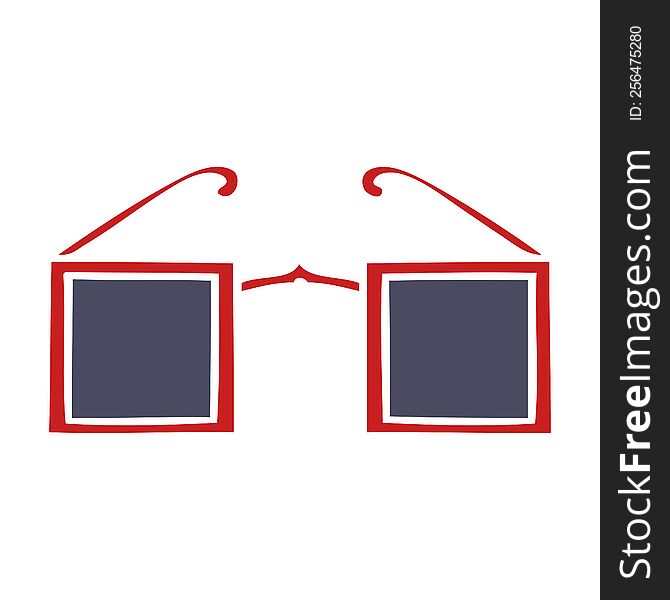 flat color retro cartoon of a xray glasses