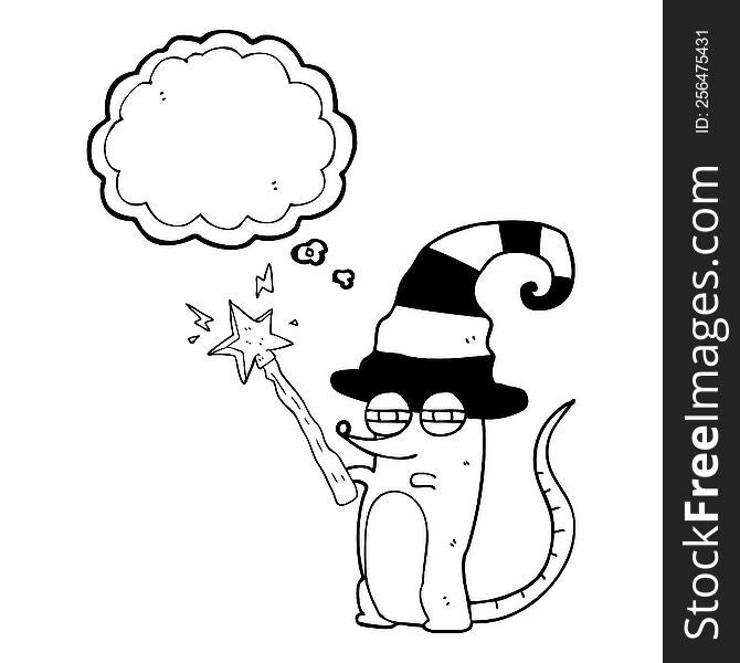 freehand drawn thought bubble cartoon magic witch mouse