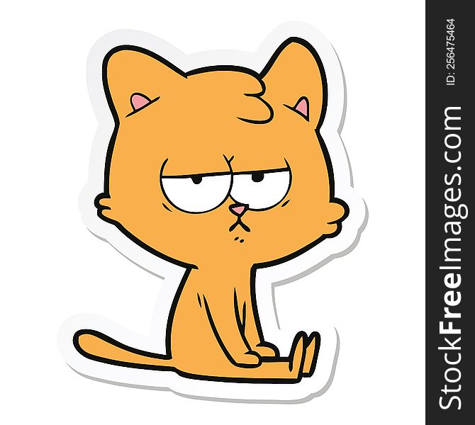 sticker of a bored cartoon cat