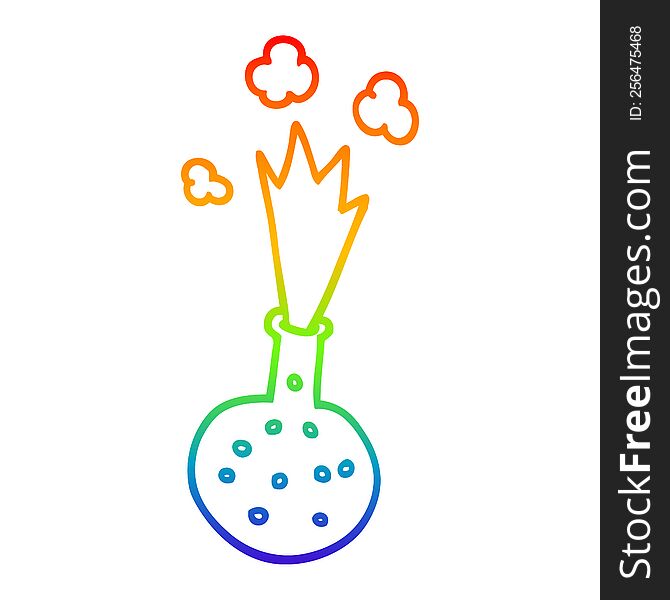 rainbow gradient line drawing cartoon chemical reaction