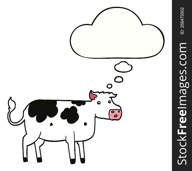 Cartoon Cow And Thought Bubble