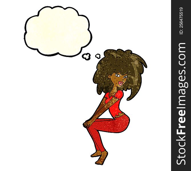 Cartoon Woman With Big Hair With Thought Bubble