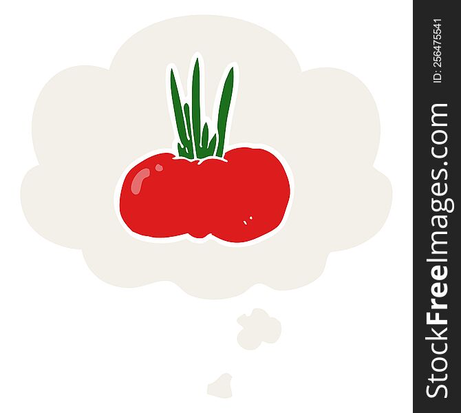 cartoon vegetable with thought bubble in retro style