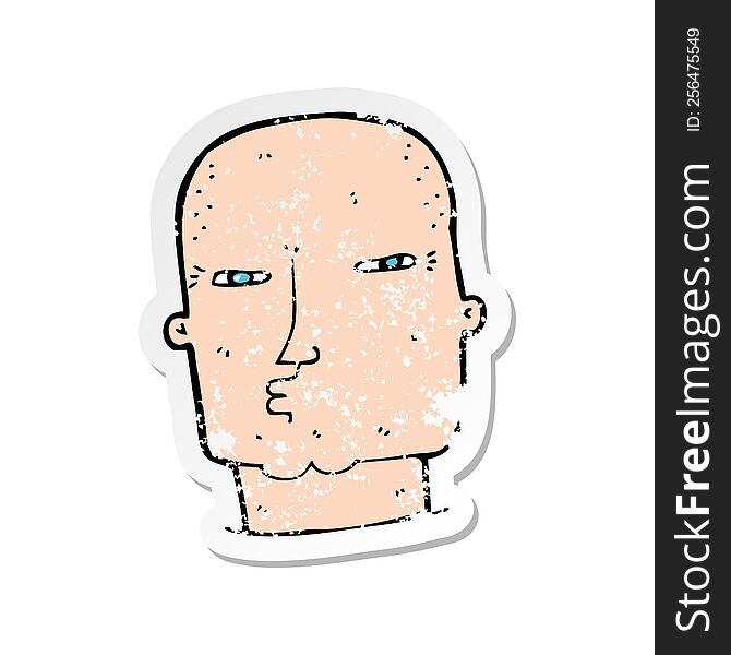 retro distressed sticker of a cartoon bald tough guy