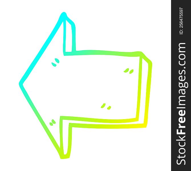 cold gradient line drawing of a cartoon directing arrow