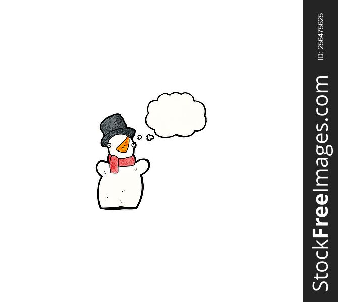 Cartoon Snowman With Thought Bubble