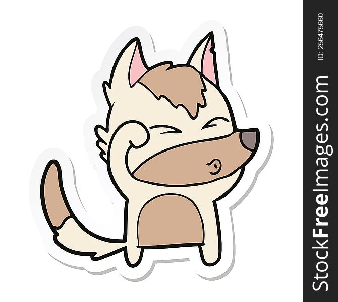 Sticker Of A Cartoon Wolf Pouting