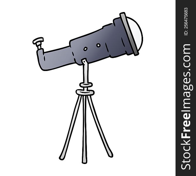 hand drawn gradient cartoon doodle of a large telescope