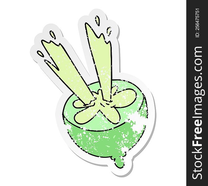 distressed sticker of a quirky hand drawn cartoon lime