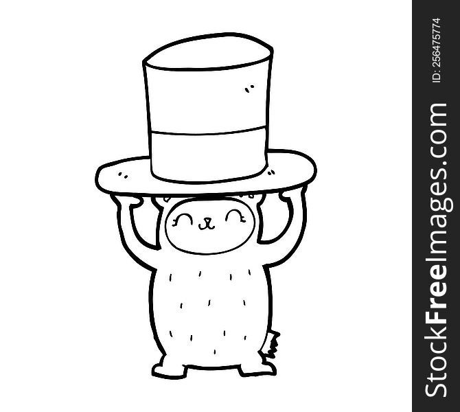 Cartoon Bear With Giant Hat