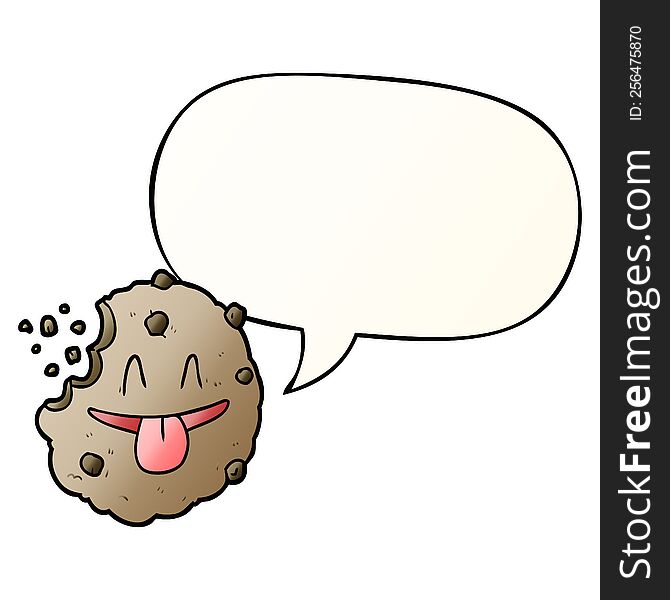 Cartoon Cookie And Speech Bubble In Smooth Gradient Style
